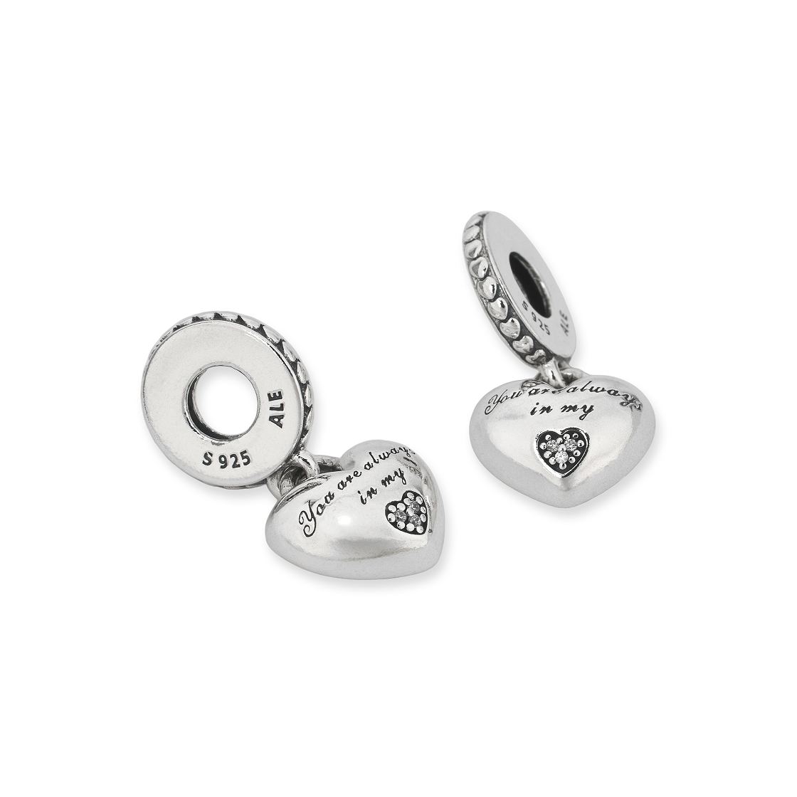 (W) 판도라 마더 & 도터 하트 댕글 참 스털링 실버 핑크((W) Pandora Mother & Daughter Hearts Dangle Charm Sterling Silver Pink) - 2