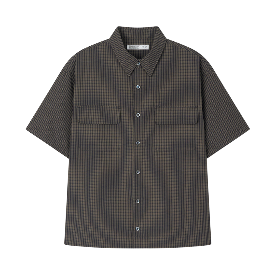 노운 크롭 체크 셔츠 카키 브라운(noun Crop Check Shirts Khaki Brown)