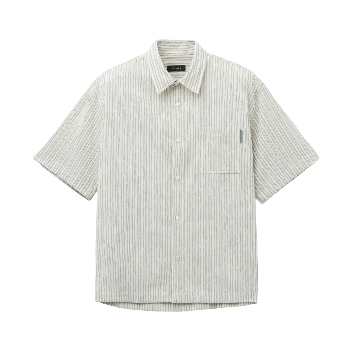 커스텀멜로우 릴렉스 스트라이프 플리츠 하프 셔츠 아이보리(Customellow Relaxed Stripe Pleats Half Shirt Ivory) - 1