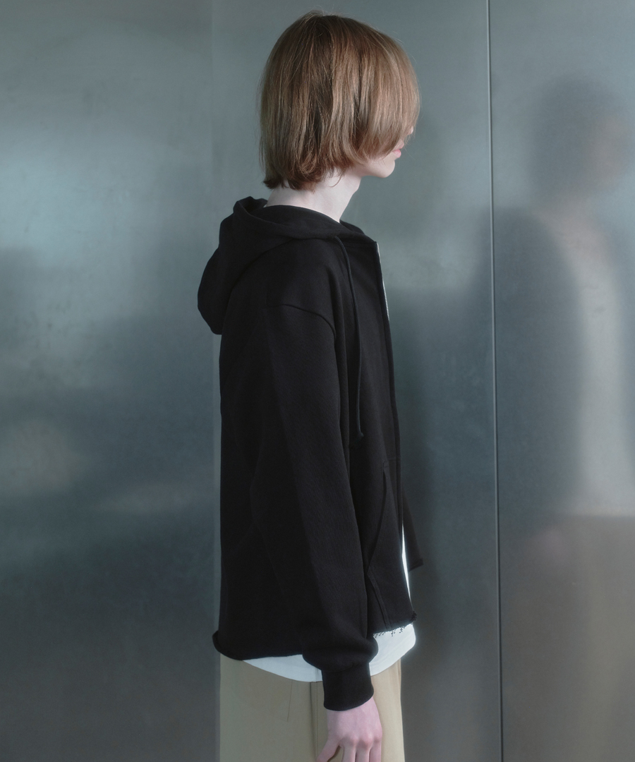 키류 컷 오프 후드 집업 블랙(kiryu Cut Off Hoodie Zip Up Black) - 3