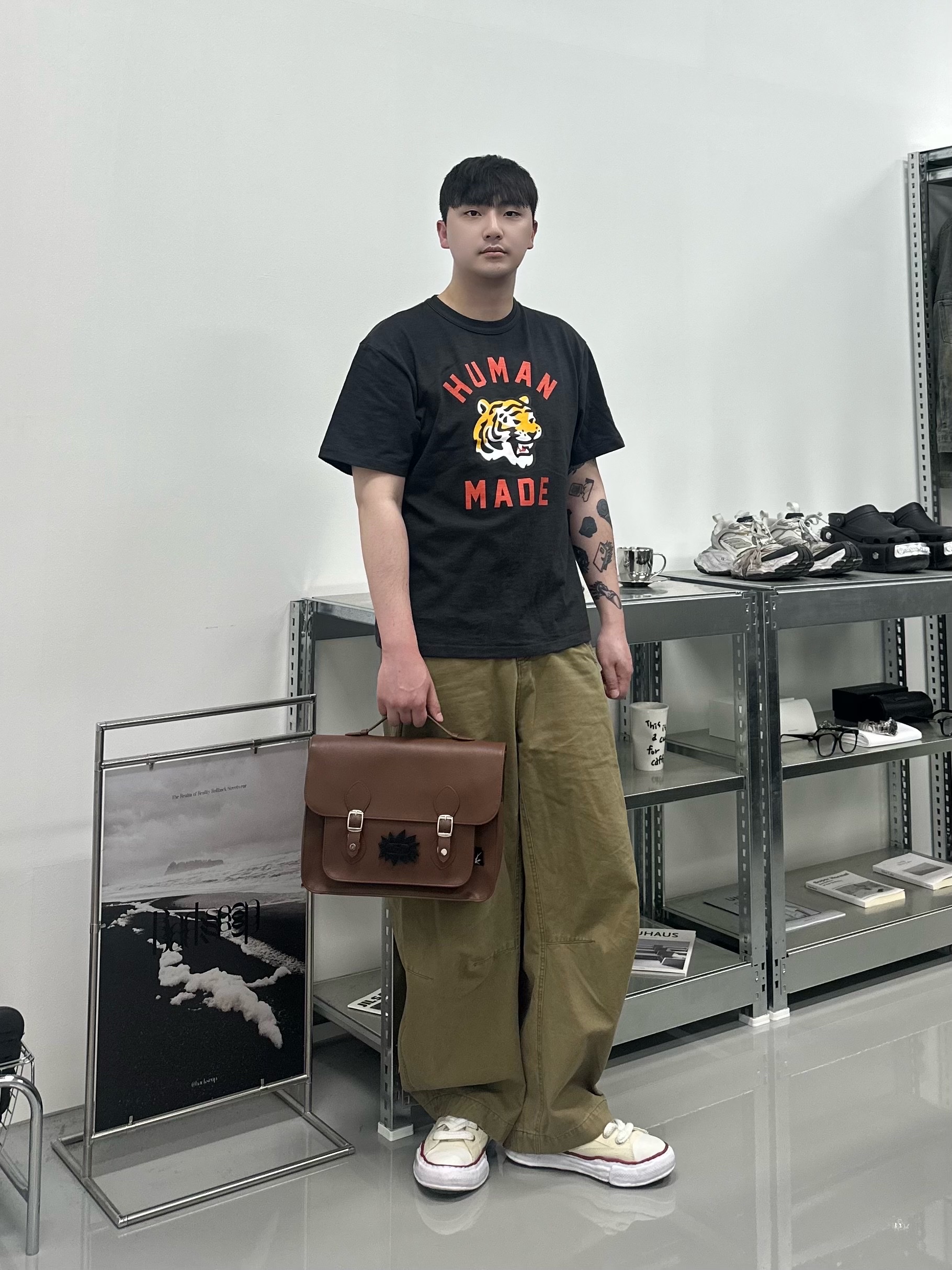 Maison Mihara Yasuhiro Peterson OG Sole Canvas Low-top Sneakers Natural 착용 스타일