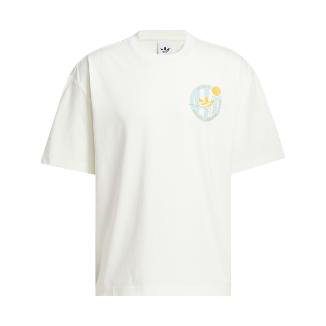 KD3613 Adidas Originals Basketball Crest T-Shirt Off White Icey Blue - KR Sizing