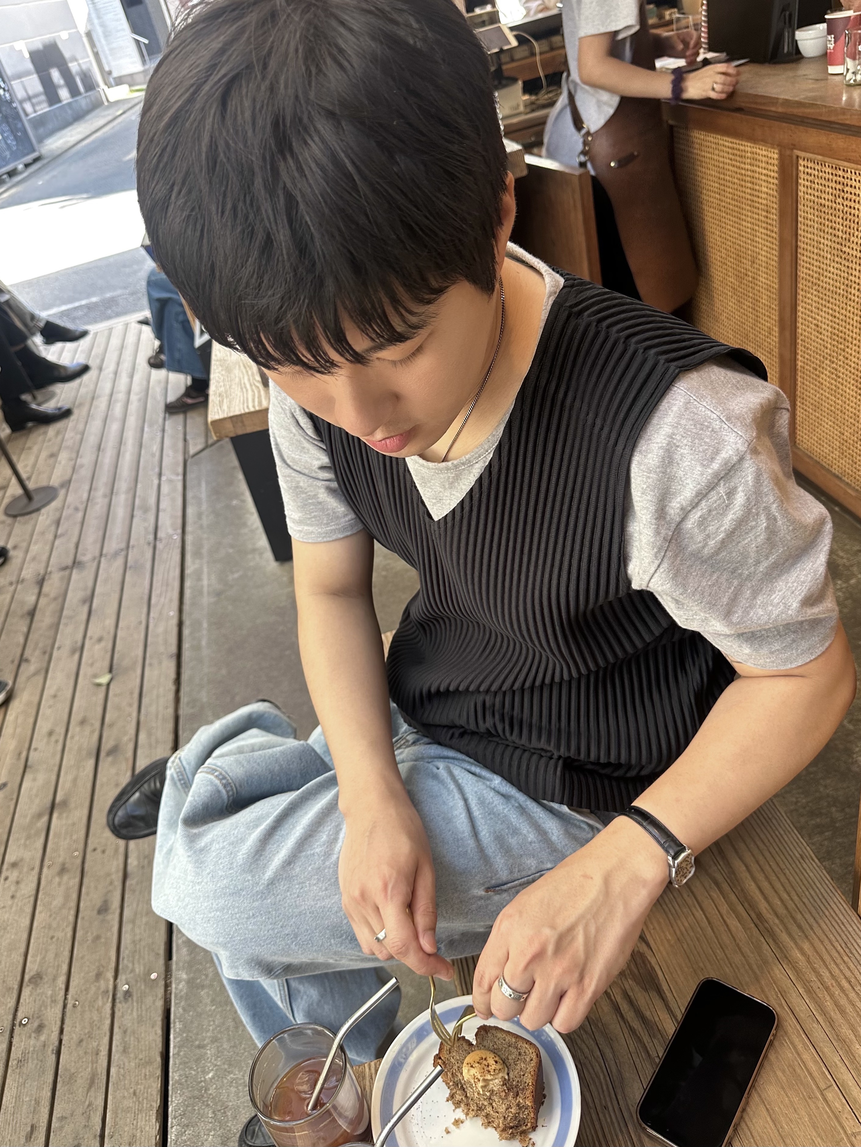 Noun Balanced Denim Pants Light Blue 착용 스타일 - 3