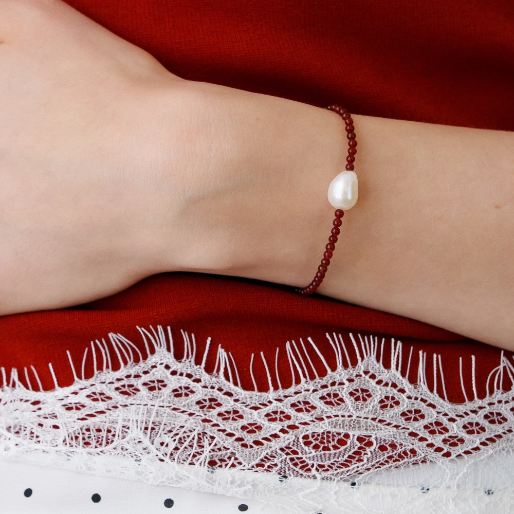 러브미몬스터 천연 원석과 진주 팔찌 레드(lovememonster Natural Gem And Pearl Bracelet RED) - 3