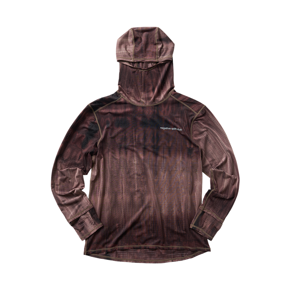 네거티브 스플릿 클럽 에어벤트 타이다잉 레이싱 후드슬리브 브라운(negative split club Airvent Tie-Dye Racing Hood Sleeve Brown)