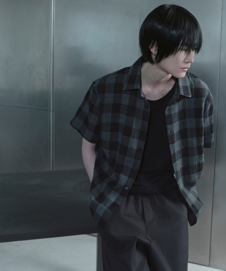 키류 린넨 버팔로 빅 체크 하프 셔츠 화이트(kiryu Buffalo Big Check Half Shirt Black) - 5