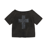 Suade Cross One Shoulder Tee Washing Black
