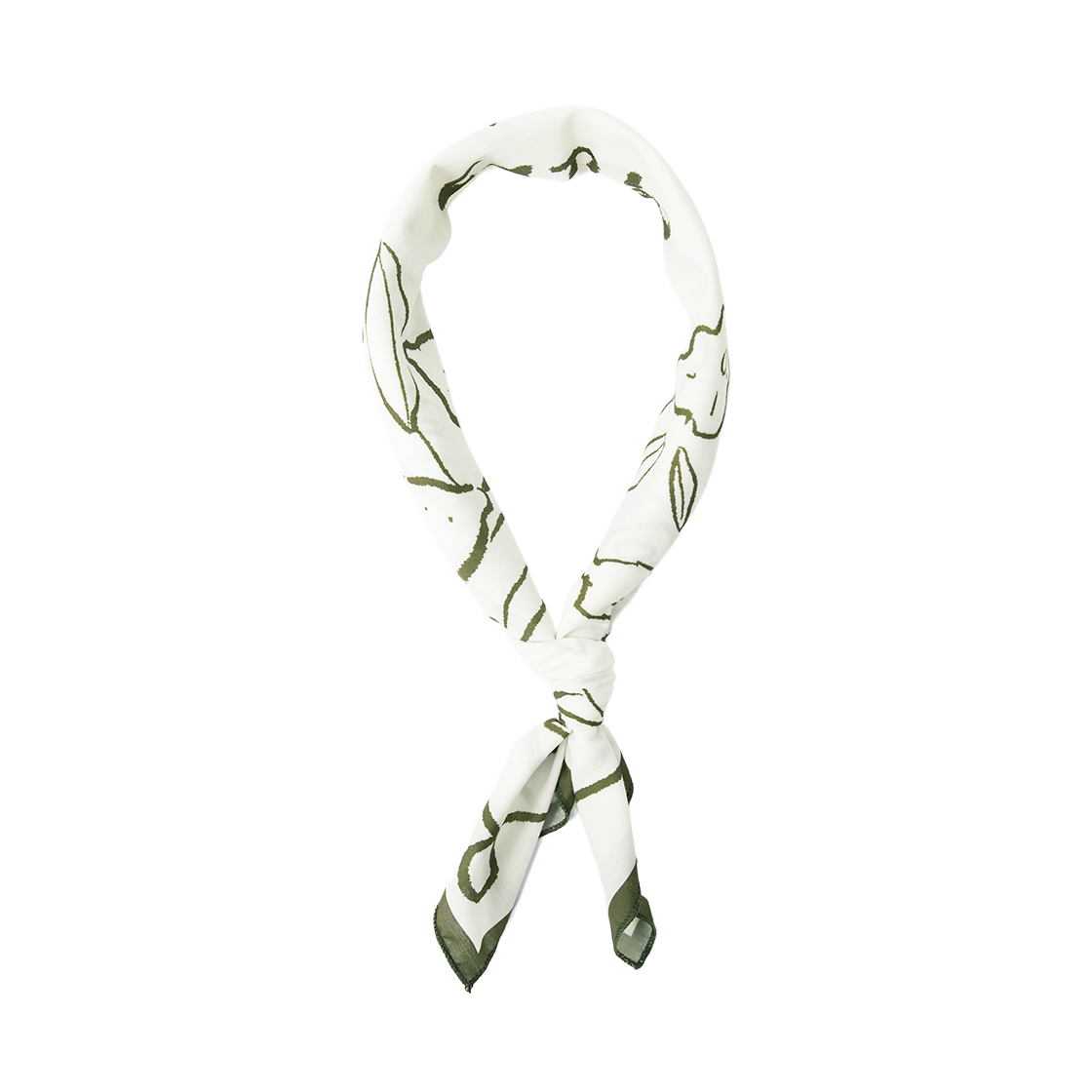 세터 핸드 드로잉 그래픽 스카프 올리브 그린(SATUR Hand Drawing Graphic Scarf Olive Green)