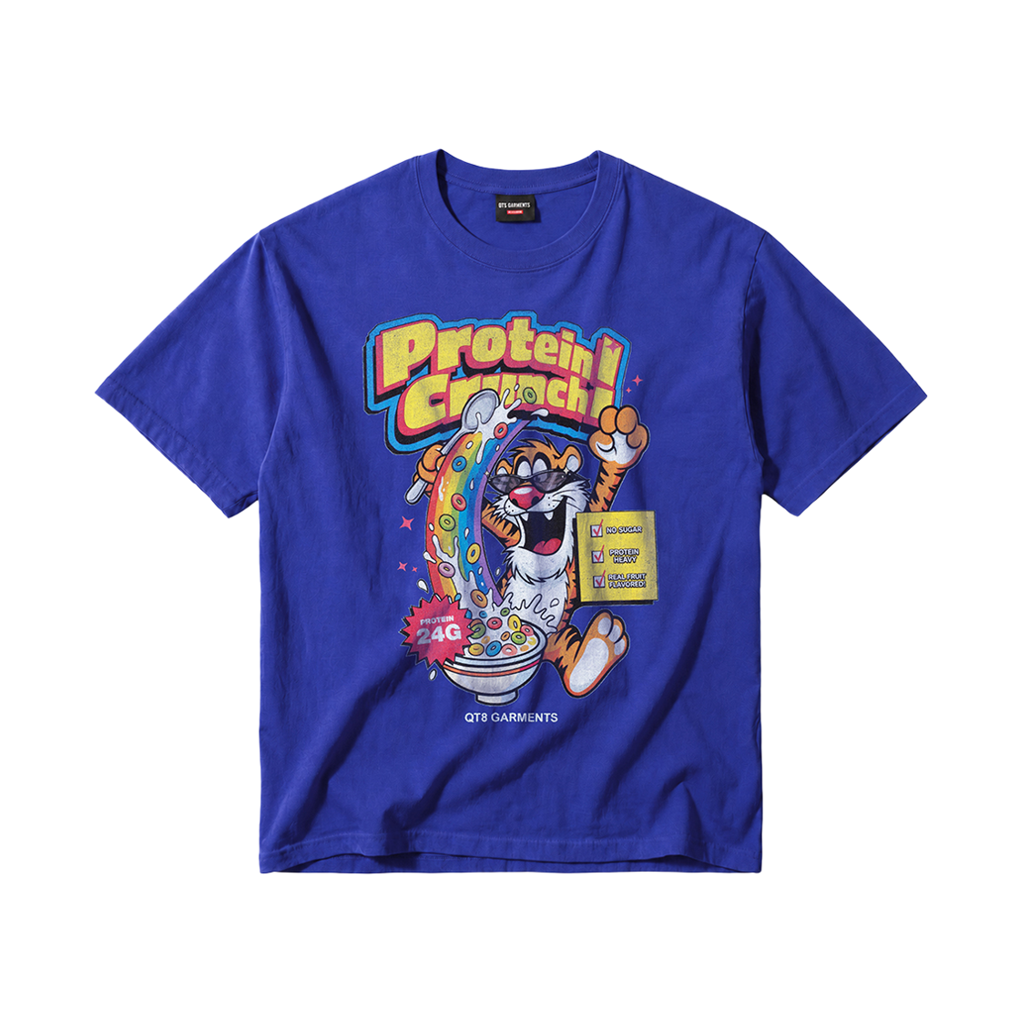 QAMMTS014BLU QT8 GARMENTS Protein Crunch 2 Washed Tee Blue