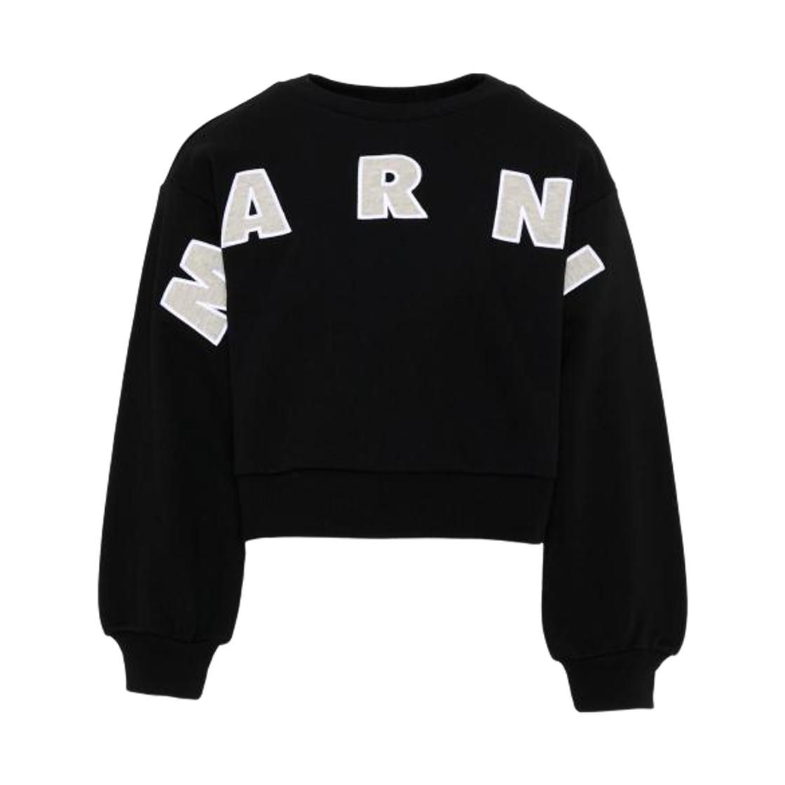 (키즈) 마르니 로고 패치 크롭 스웨트셔츠 블랙((Kids) Marni Logo Patch Cropped Sweatshirt Black)