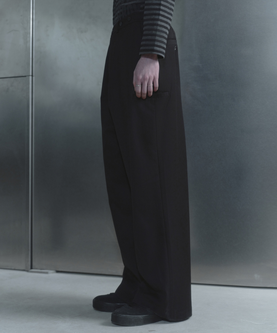 키류 랩 버튼 슬랙스 블랙(kiryu Wrap Slacks Black) - 3