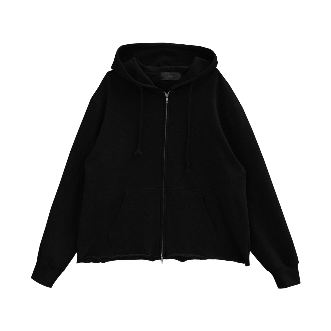 KI26SSHD401 kiryu Cut Off Hoodie Zip Up Black