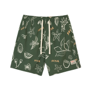 SATUR Hand Drawing Graphic Swim Shorts Green