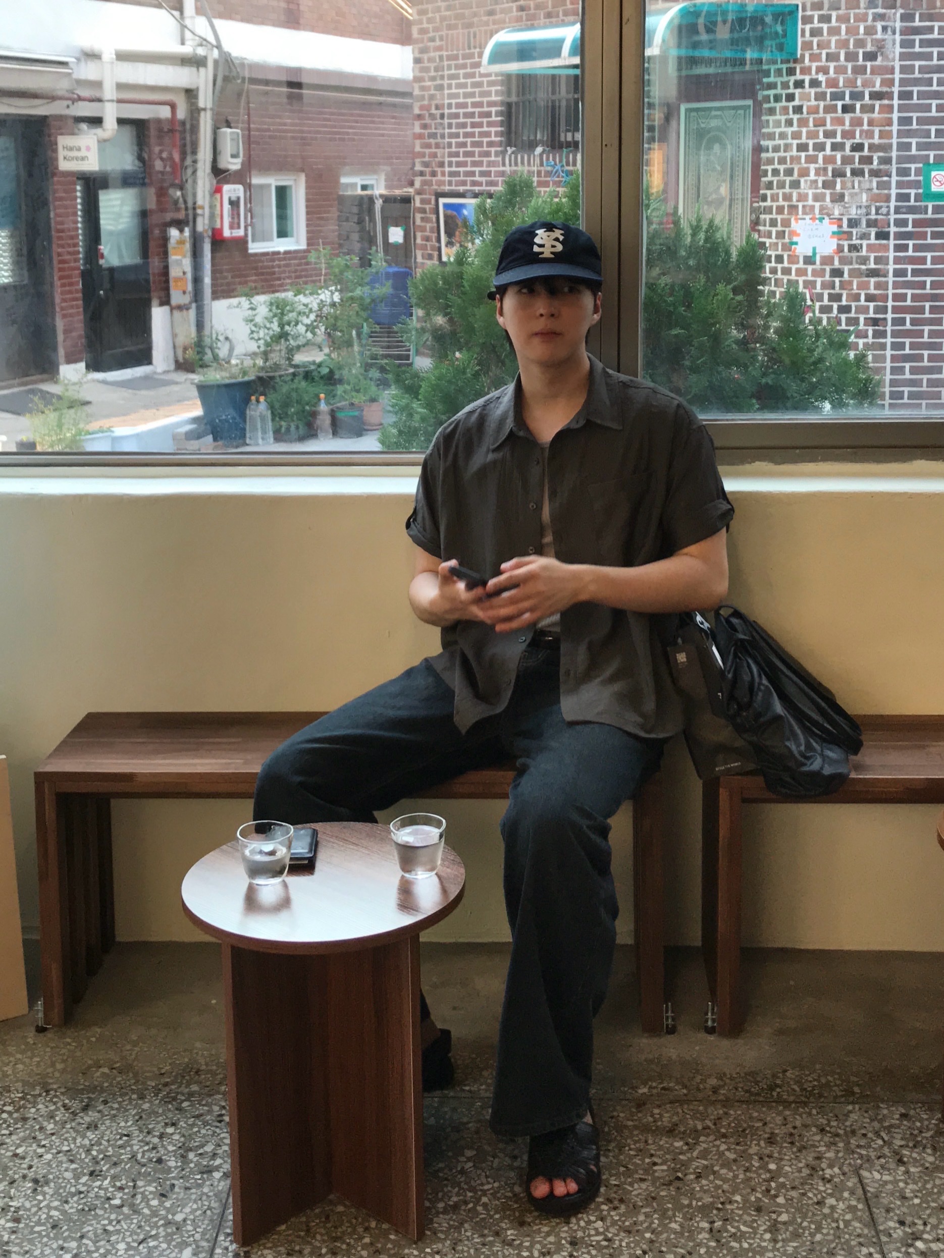 Sunday Ceremony Sy Logo 5 Panel Cotton Cap - Navy 착용 스타일 - 3