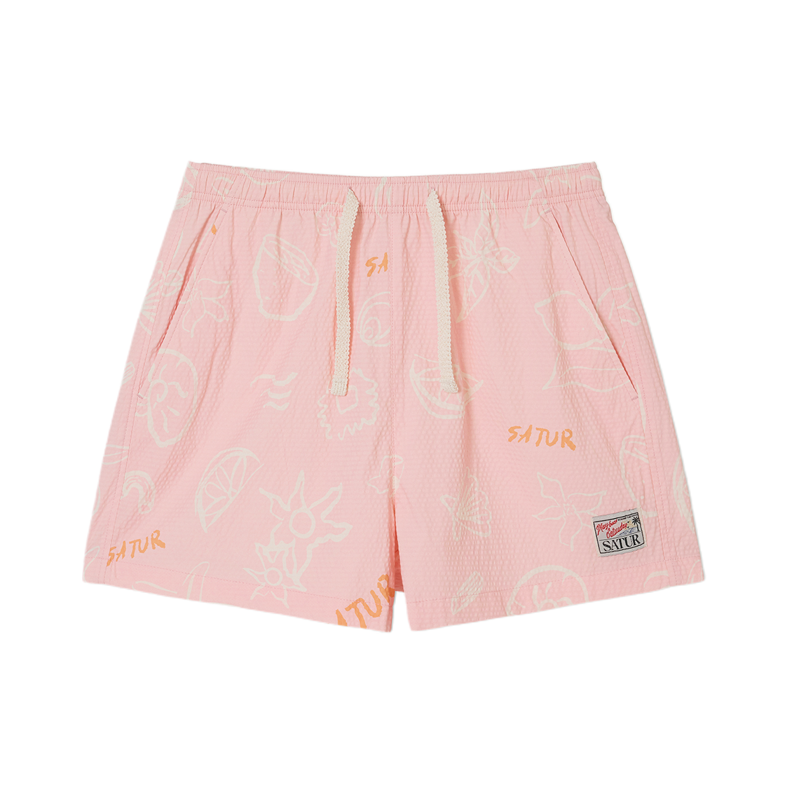 세터 우먼 핸드 드로잉 그래픽 스윔 쇼츠 핑크(SATUR W Hand Drawing Graphic Swim Shorts Pink)