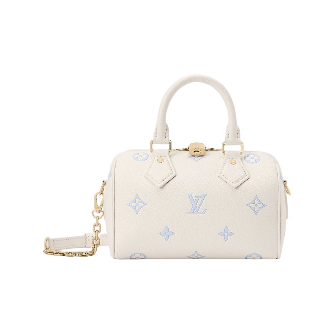 M28314 Louis Vuitton Speedy Bandouliere 20 Monogram Empreinte Milky White Blue