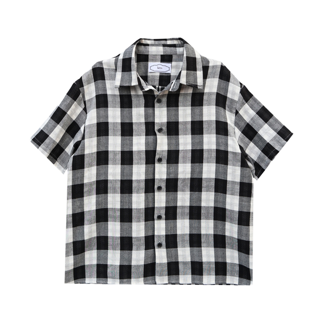 키류 린넨 버팔로 빅 체크 하프 셔츠 화이트(kiryu Buffalo Big Check Half Shirt White)