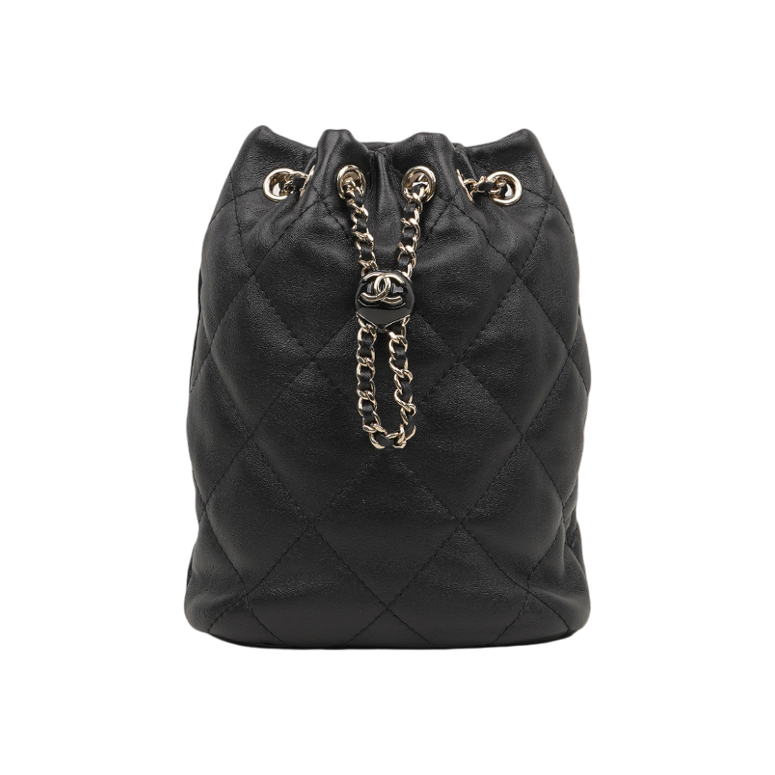 IT869HD97P48 Chanel CC Logo Lambskin Hobo Bucket Backpack
