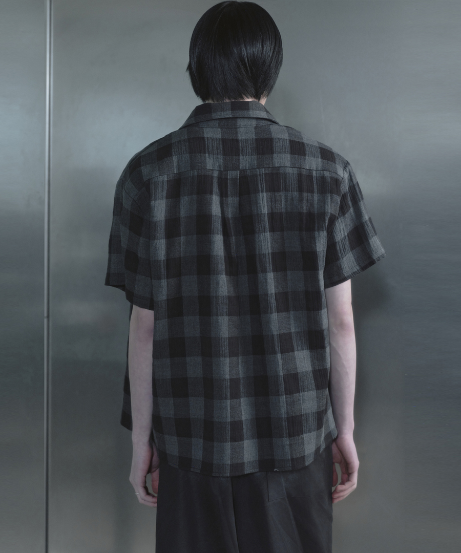 키류 린넨 버팔로 빅 체크 하프 셔츠 화이트(kiryu Buffalo Big Check Half Shirt Black) - 4