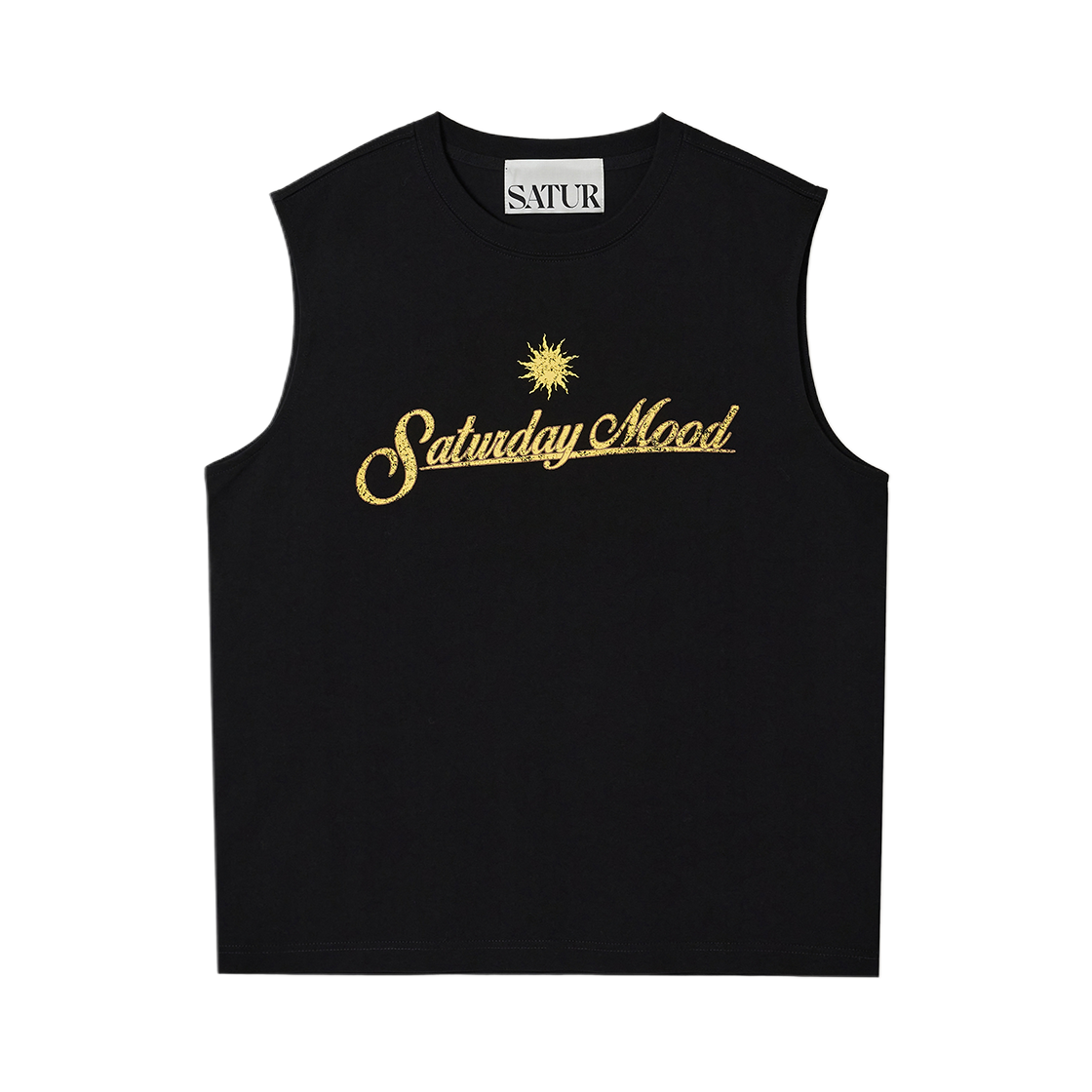 세터 세터데이 무드 레터링 슬리브리스 블랙(SATUR Saturday Mood Lettering Sleeveless Black)