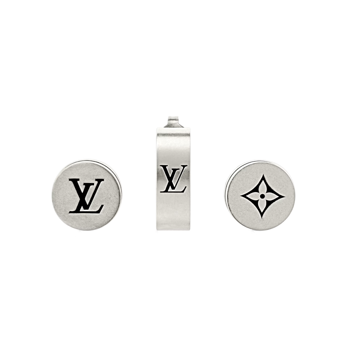 M02028 Louis Vuitton LV Tailor Earrings Silver Black