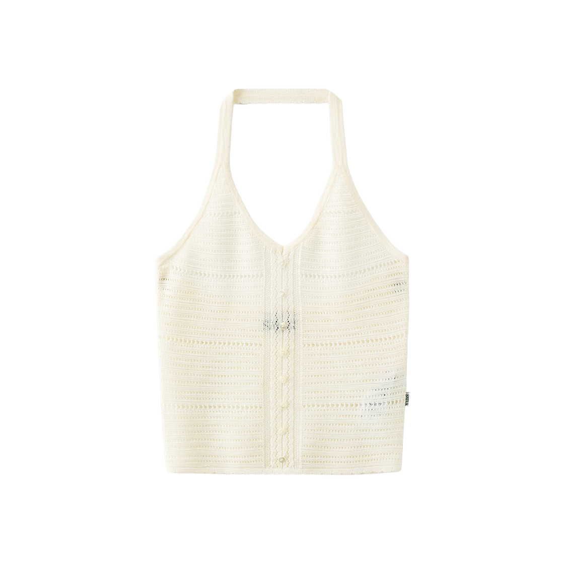 세터 우먼 크로셰 홀터넥 니트 뷔스티에 크림(SATUR W Crochet Halter Neck Knit Bustier Cream)