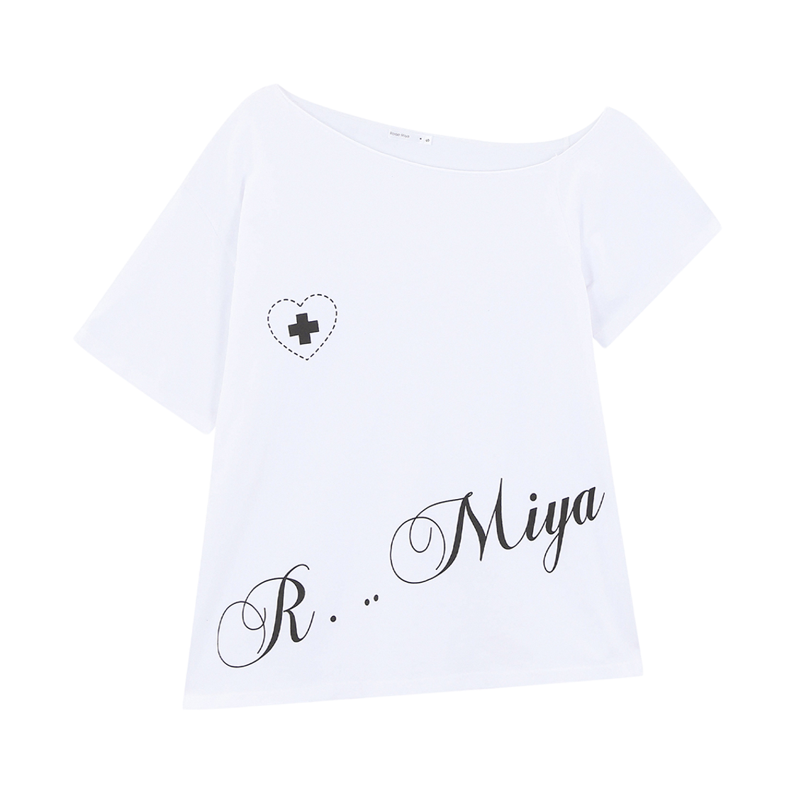 레이즈미야 하트 컷오프 티셔츠 화이트(REISE MIYA Heart Cut-Out T-Shirt White)