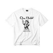 QT8 GARMENTS One Bullet Washed Tee Ivory