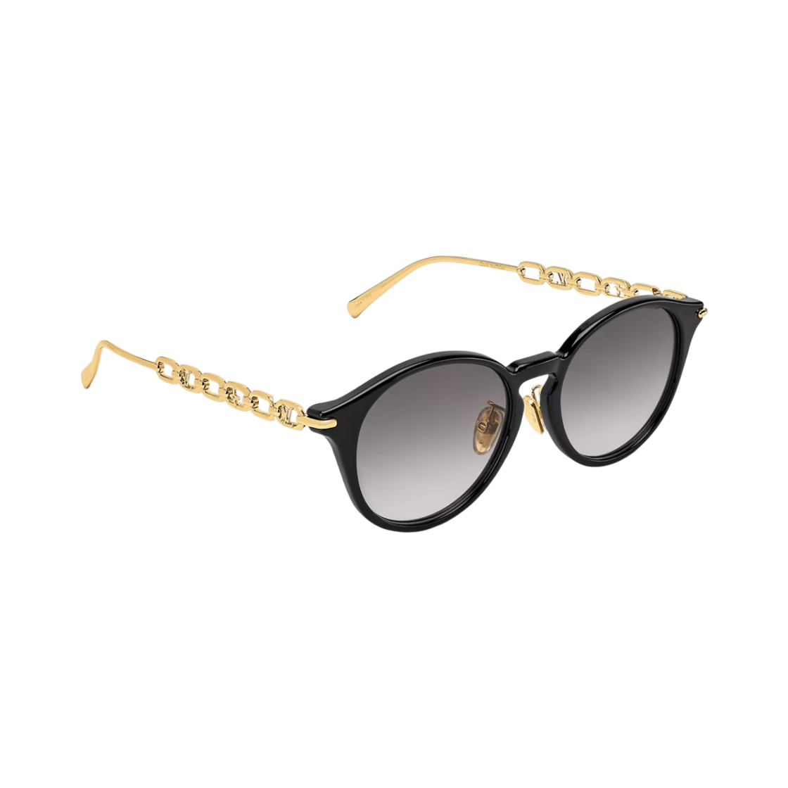 (W) 루이비통 플라이트 모드 마이 LV 체인 투 라운드 선글라스 블랙((W) Louis Vuitton Flight Mode My LV Chain Two Round Sunglasses Black) - 2