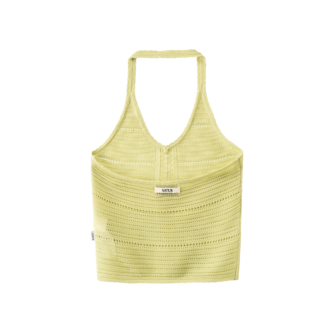세터 우먼 크로셰 홀터넥 니트 뷔스티에 올리브 그린(SATUR W Crochet Halter Neck Knit Bustier Olive Green) - 2