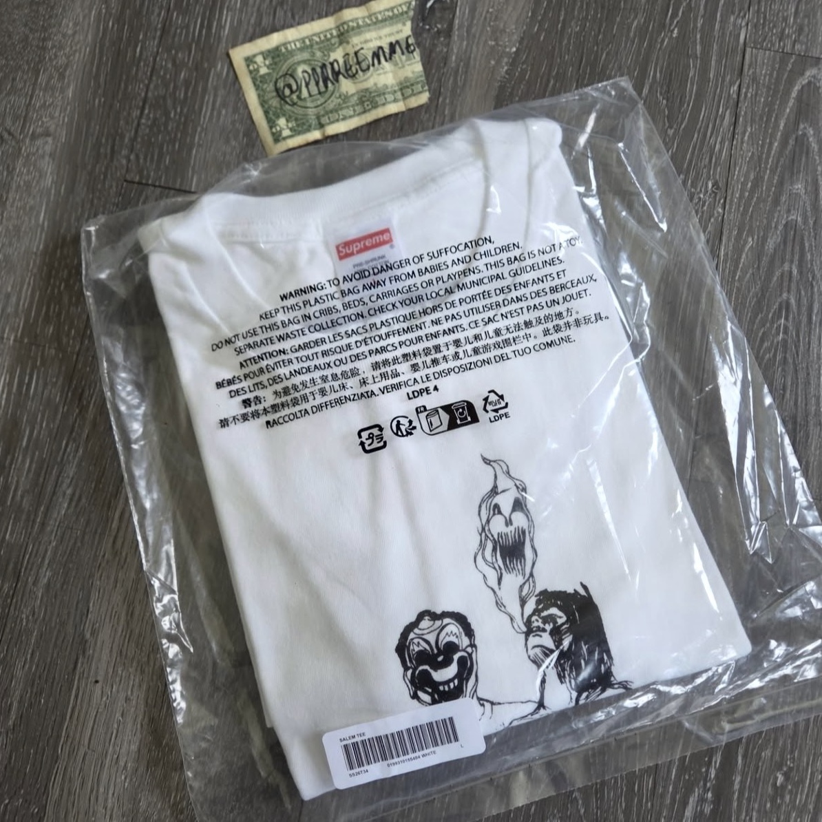 Supreme x Salem T-Shirt White - 26SS 착용 스타일