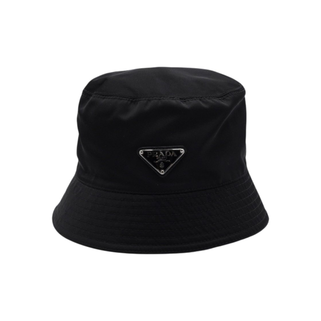 IT2RVR8L2T9H Prada Black Re-Nylon Triangle Logo Men Bucket Hat