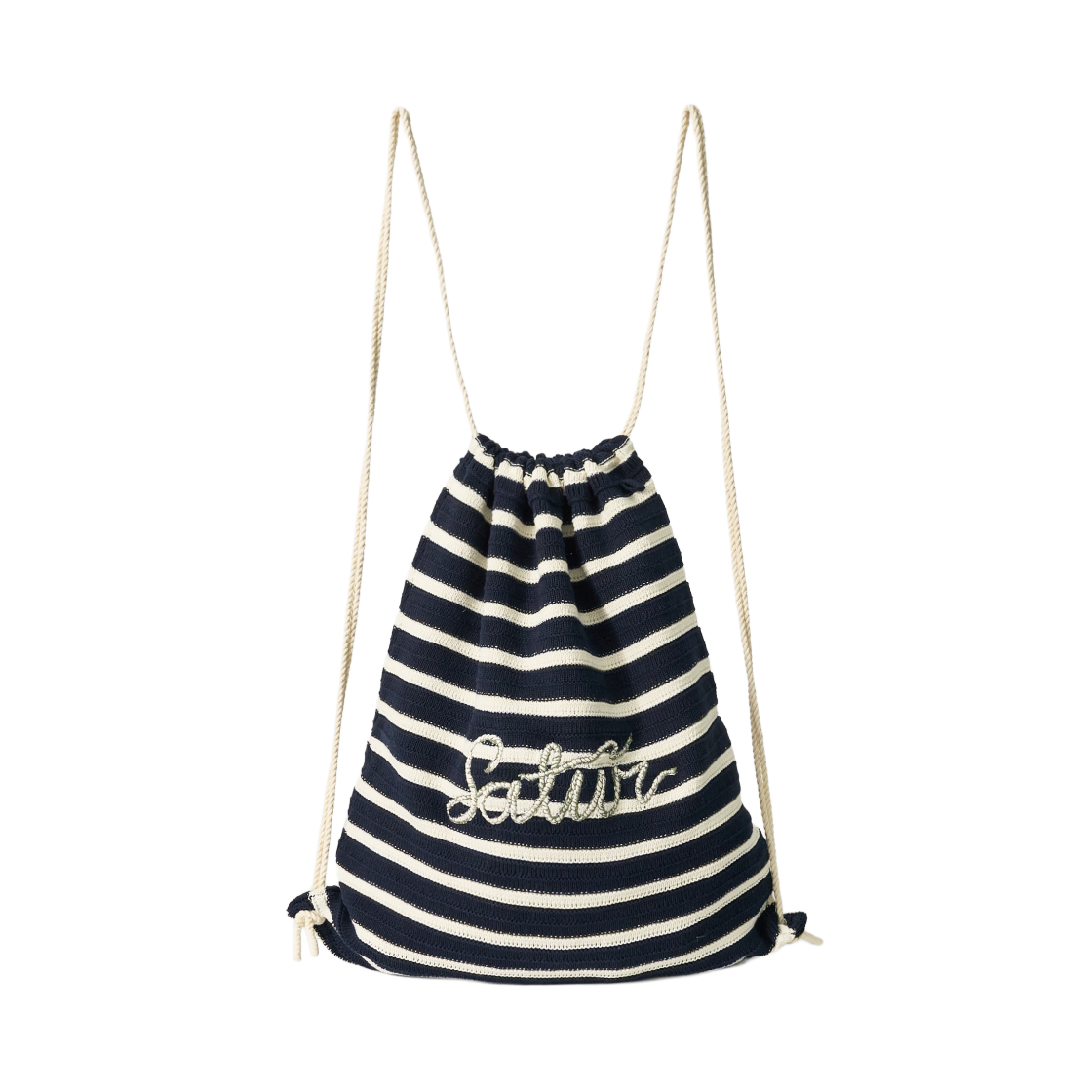 세터 니트 스트라이프 스트링 백팩 네이비(SATUR Knit Stripe String Backpack Navy)