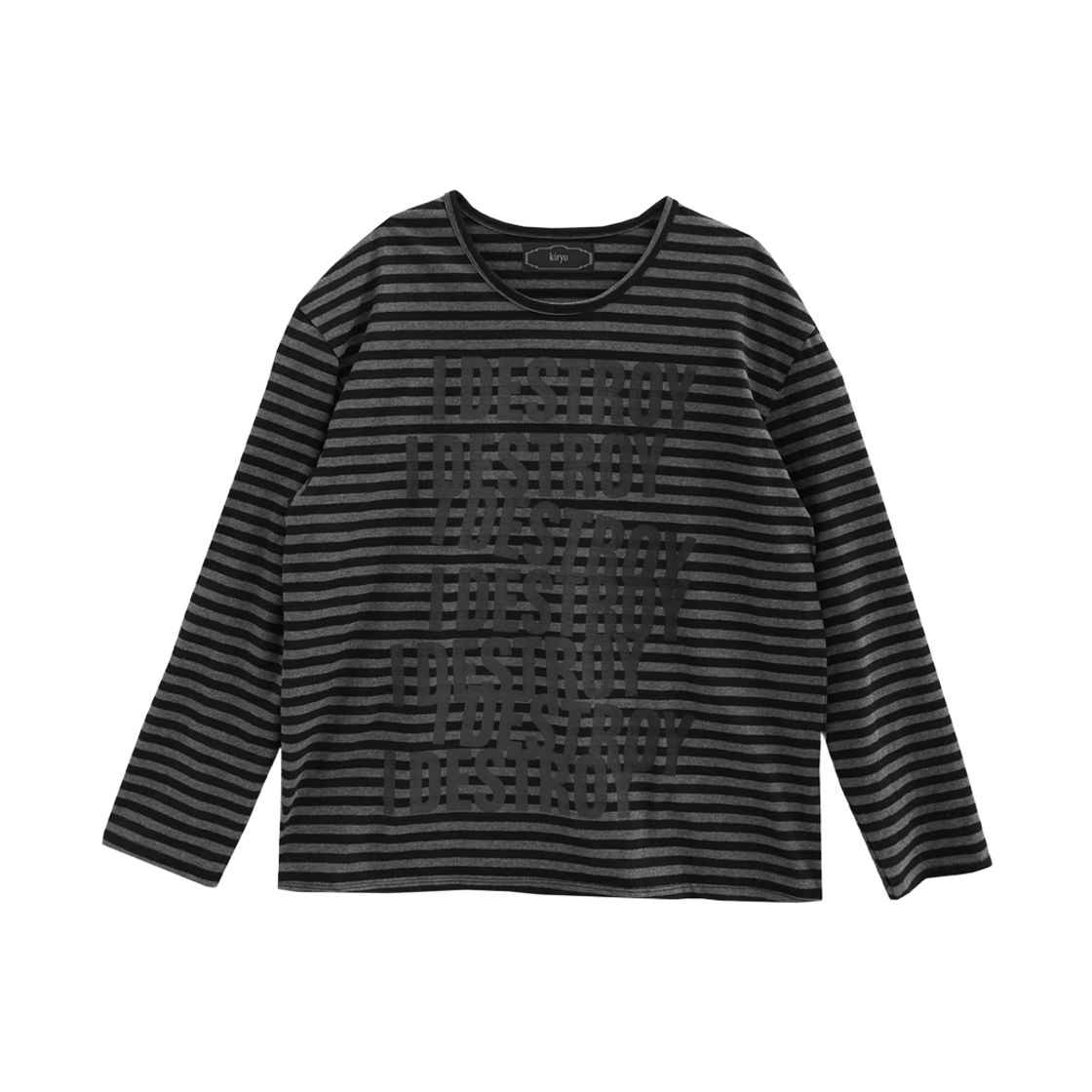 KI26SSSL203 kiryu I Destroy Stripe Long Sleeve T-Shirt Black
