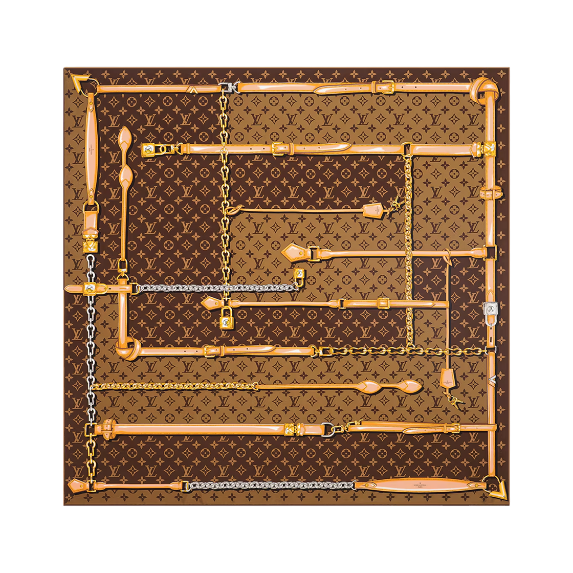 M78666 (W) Louis Vuitton Monogram Confidential Square 90 Brown