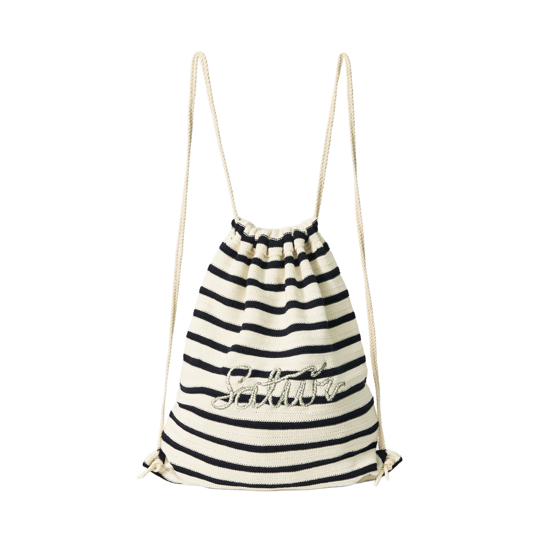 세터 니트 스트라이프 스트링 백팩 크림(SATUR Knit Stripe String Backpack Cream)