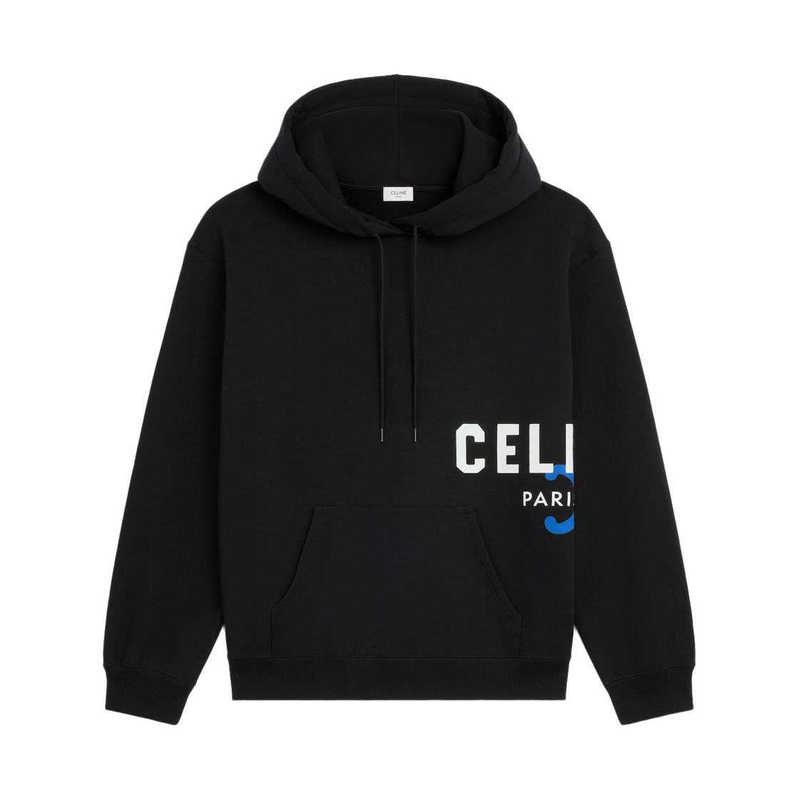 RY0S2670Q-GDU0 Celine Hoodie in Cotton Fleece Black White