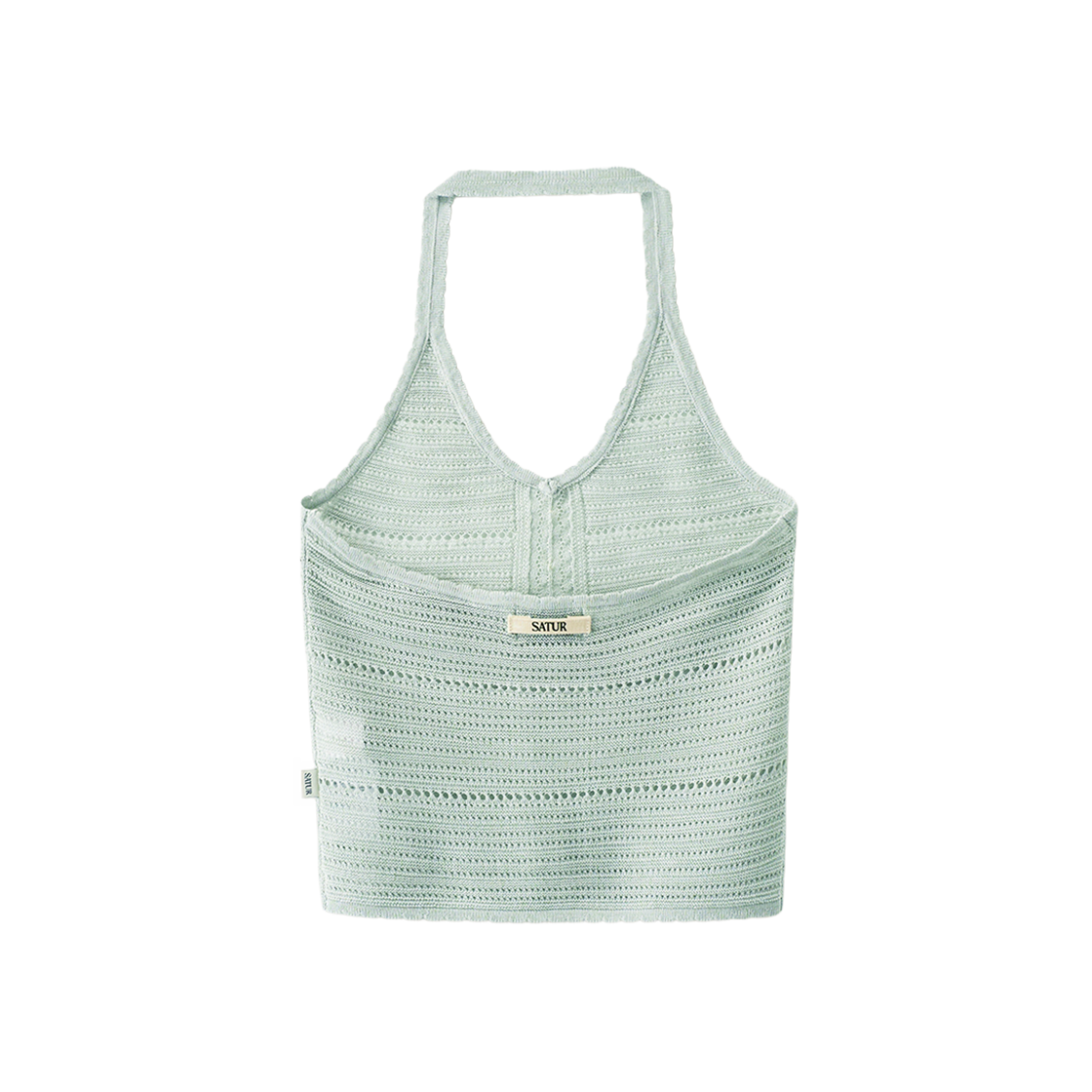 세터 우먼 크로셰 홀터넥 니트 뷔스티에 스카이 블루(SATUR W Crochet Halter Neck Knit Bustier Sky Blue) - 2