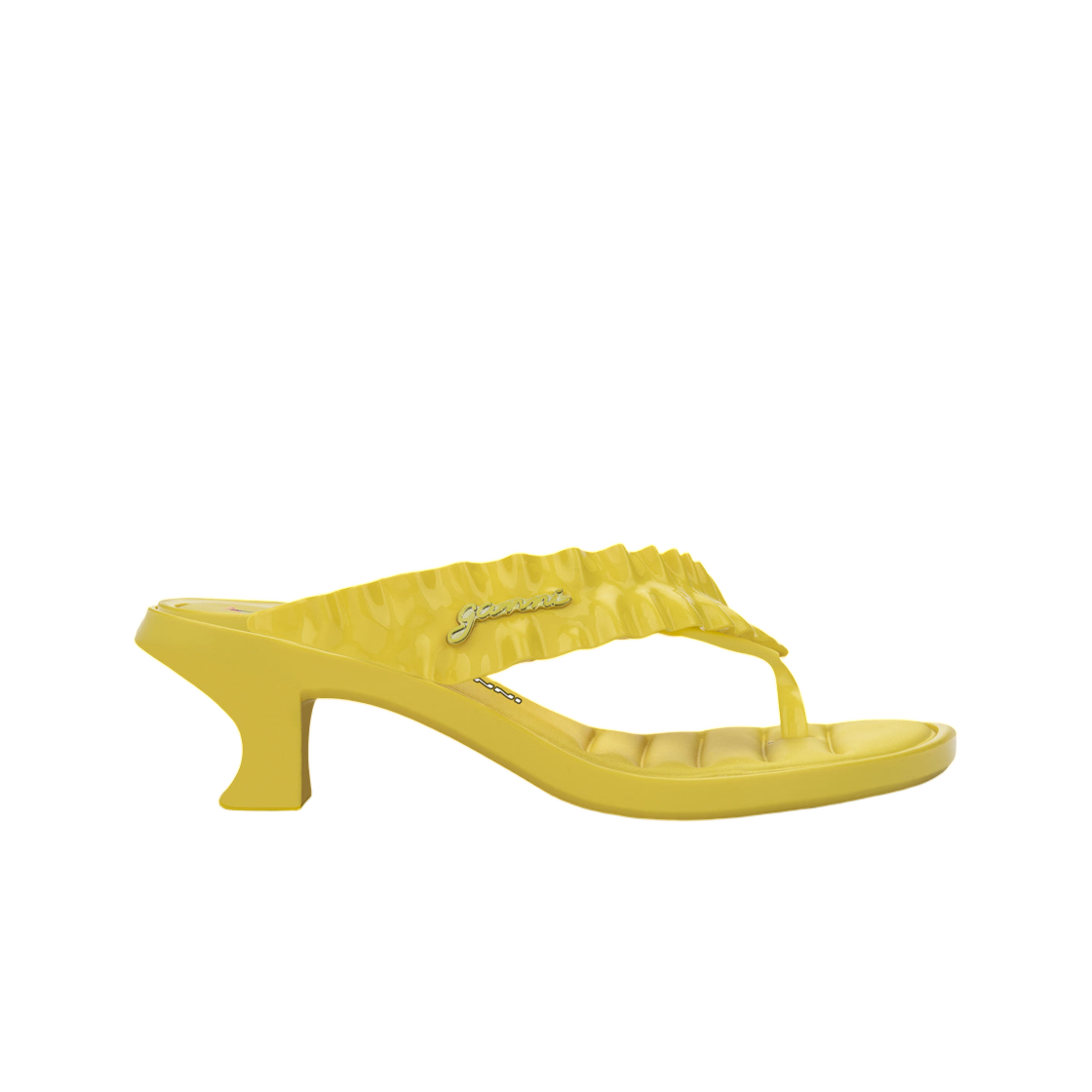 (W) 멜리사 x 가니 키튼 힐 통 옐로우((W) Melissa x Ganni Kitten Heel Thong Yellow)