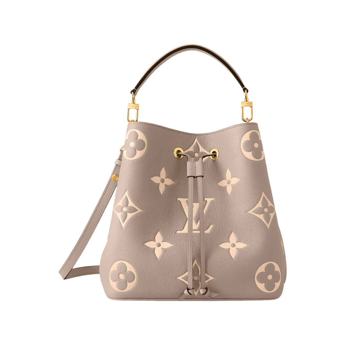 M45555 Louis Vuitton Neonoe MM  Bicolor Monogram Empreinte Leather Tourterelle Grey Cream