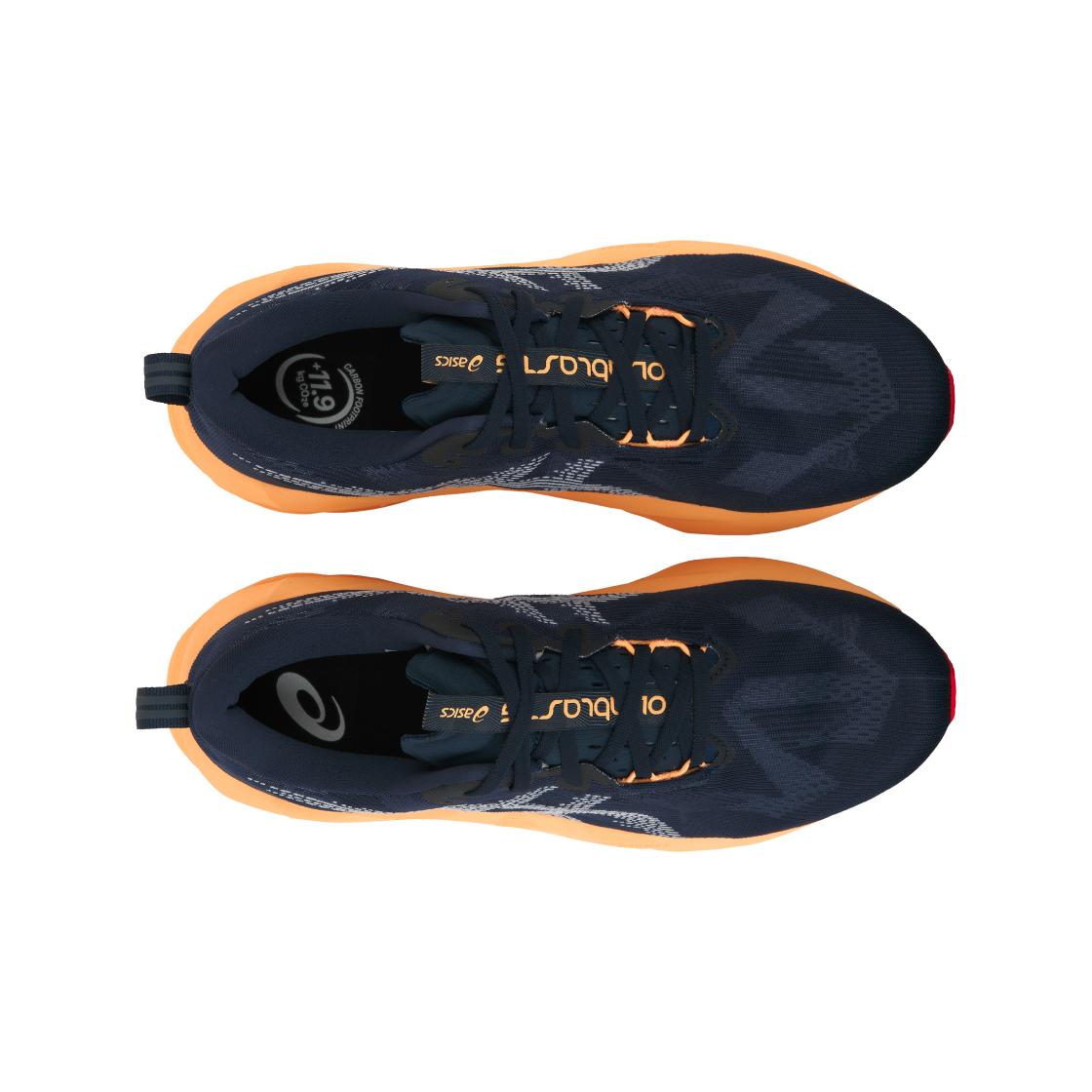 아식스 노바블라스트 5 미드나잇 오렌지 글로우 - 2E 와이드(Asics Novablast 5 Midnight Orange Glow - 2E Wide) - 5