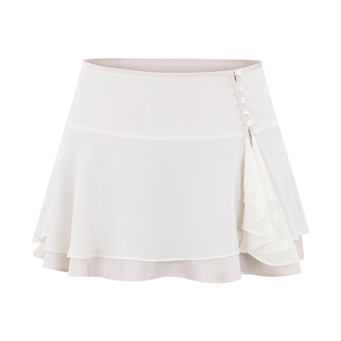 레이즈미야 릴리 쉬폰 미니 스커트 아이보리(REISE MIYA Lily Chiffon Mini Skirt Ivory)