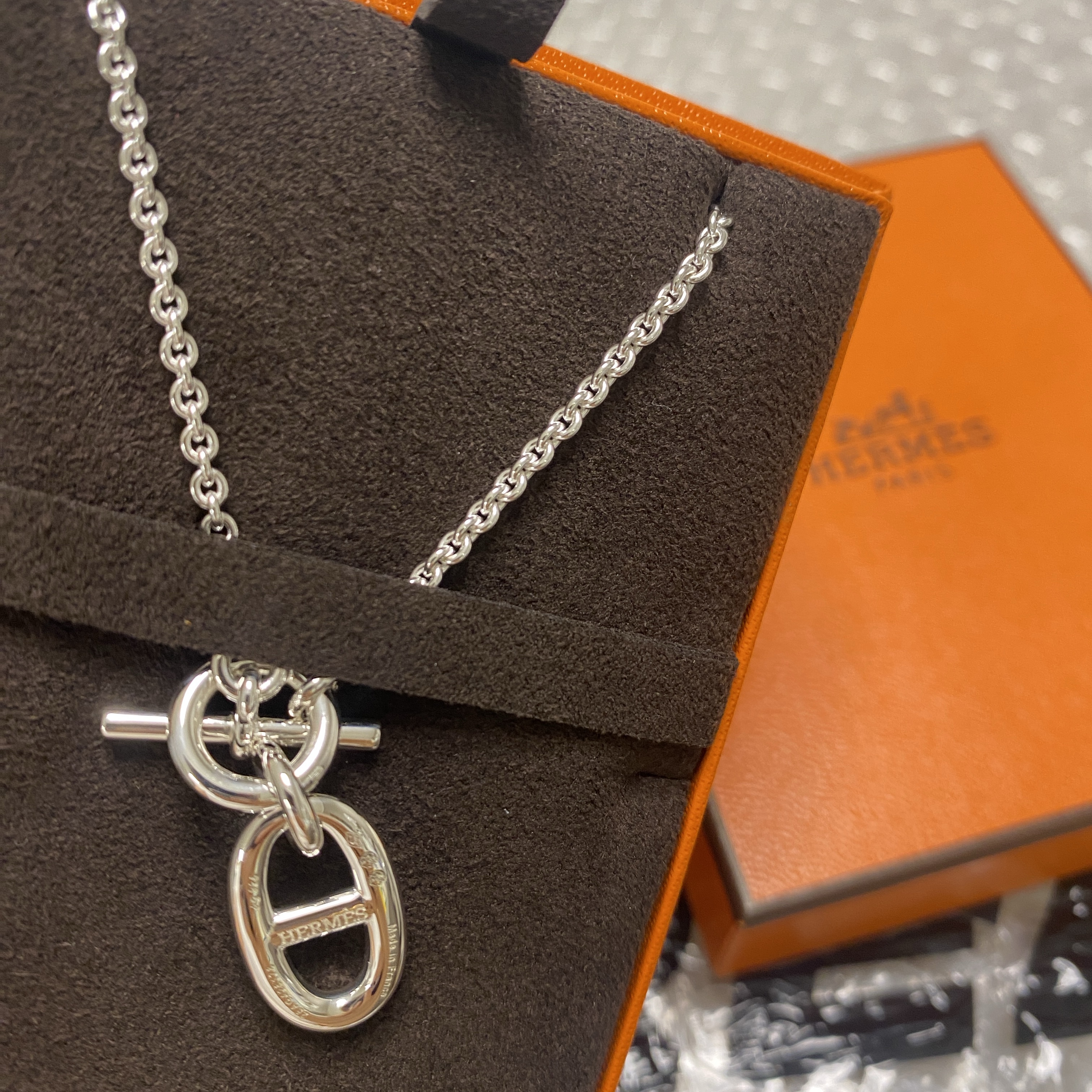 (W) Hermes Chaine D'Ancre Pendant Sterling Silver 착용 스타일