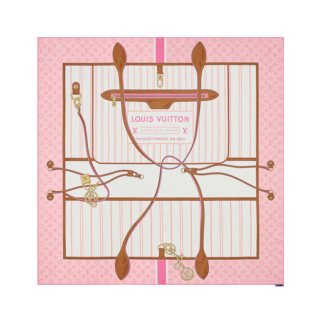 M98367 (W) Louis Vuitton My Neverfull Square 90 Rose Clair