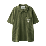 SATUR Waffle Collar T-Shirt Khaki