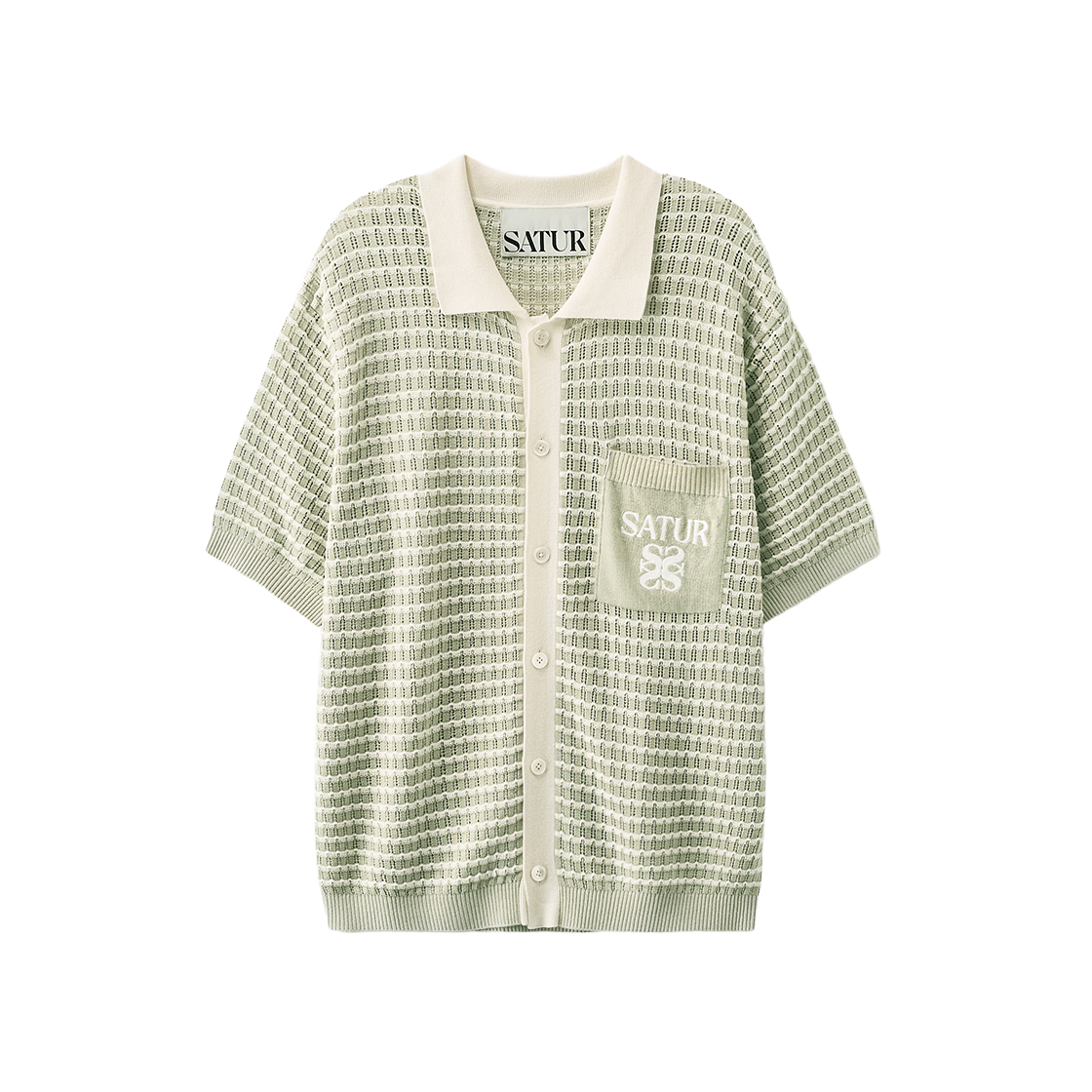 세터 스카시 칼라 하프 니트 가디건 라이트 그린(SATUR Skashi Collar Half Knit Cardigan Light Green)