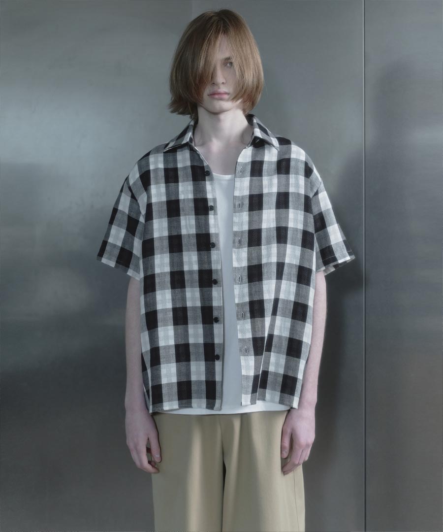 키류 린넨 버팔로 빅 체크 하프 셔츠 화이트(kiryu Buffalo Big Check Half Shirt White) - 2