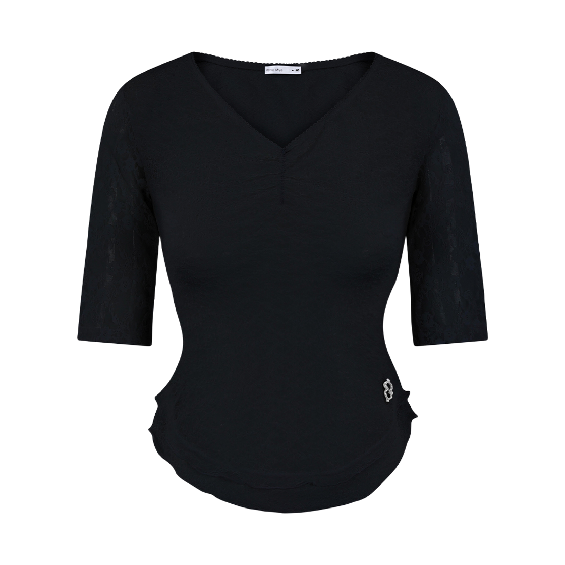 레이즈미야 사나 레이스 셔링 탑 블랙(REISE MIYA Sana Lace Shirring Top Black) - 1