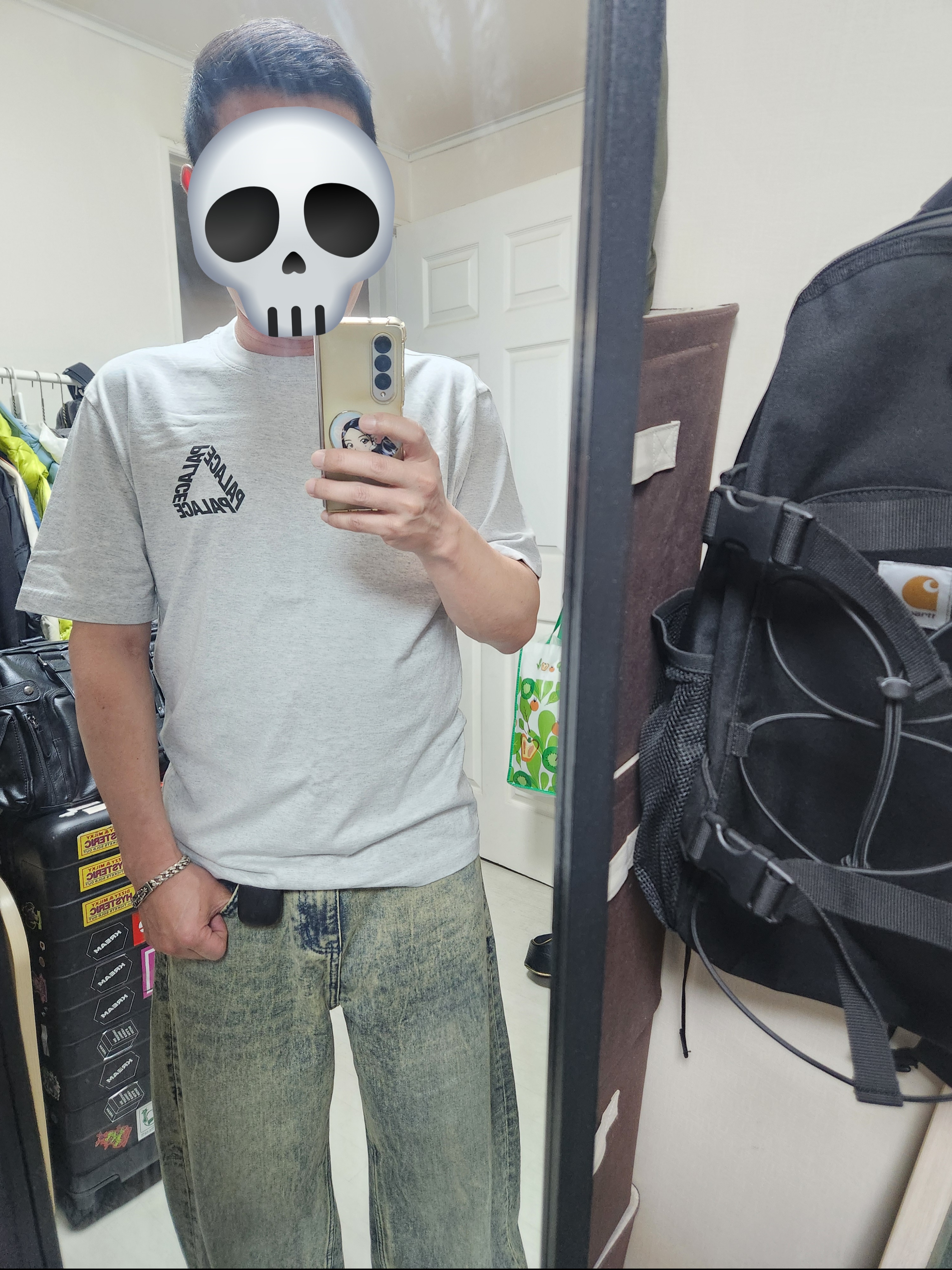 Palace Baked P-3 T-Shirt Grey Marl - 24SS, Millo Archive Reflect Curved Pants Oil Blue ์ฐฉ์ฉ ์คํ์ผ - 1
