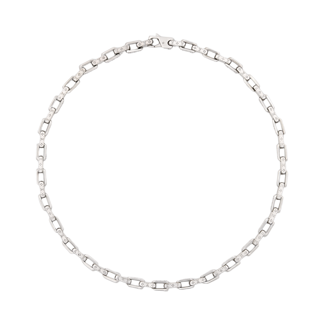 M03305 Louis Vuitton Mini Monogram Chain Necklace Silver
